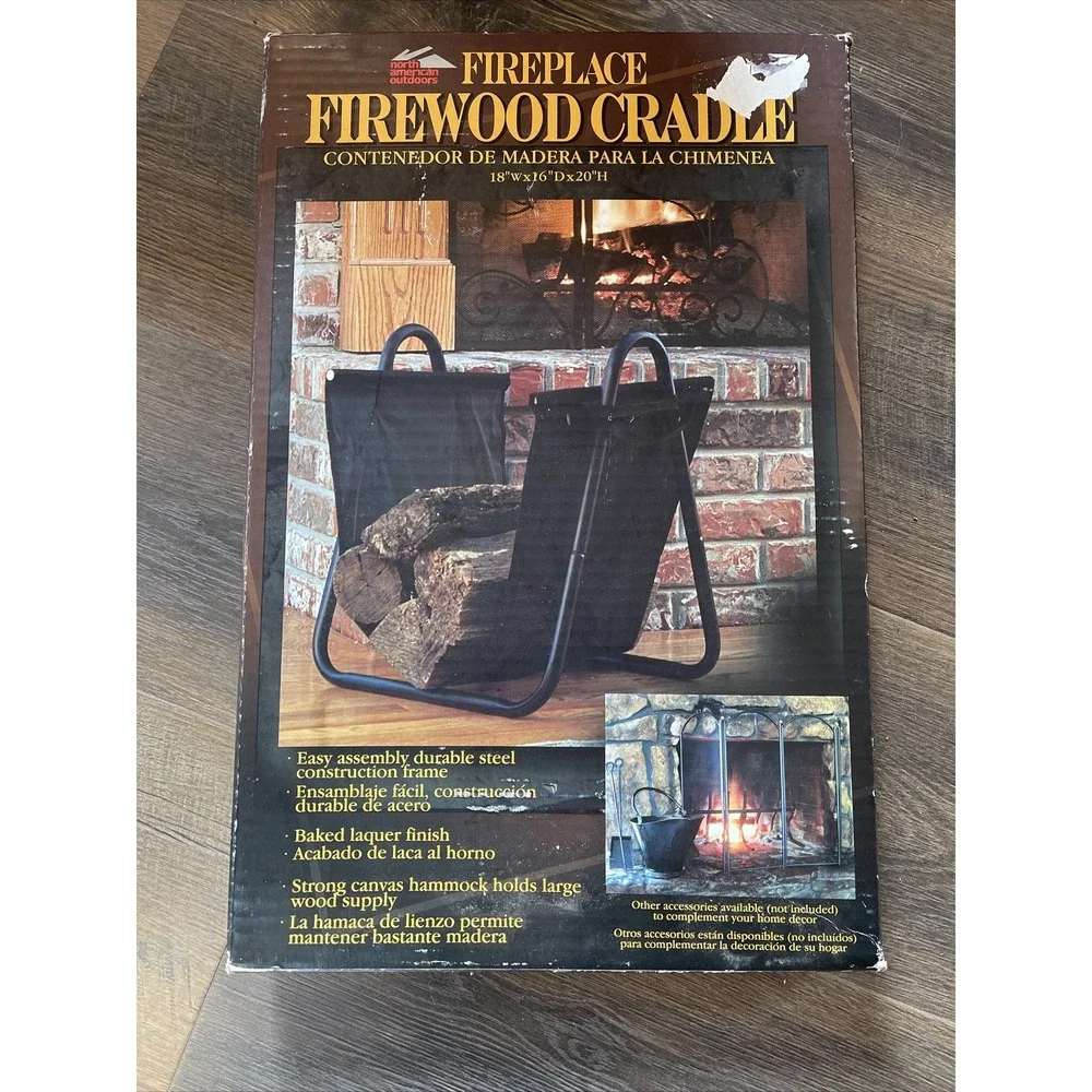 Fireplace Firewood cradle Steel Frame Canvas 18 X 16 X 20 New